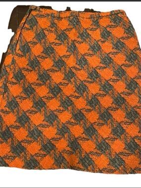 Vintage sport tempo ALine Patterned Winter Skirt in Orange and Gray